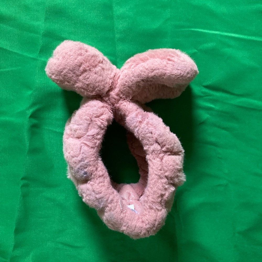 Pink Plush Bunny Ear Headband